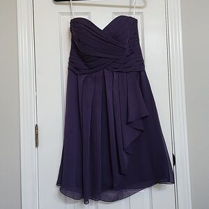 David's Bridal Short Crinkle Chiffon dress STYLE# F14847 Size 8 Purple      